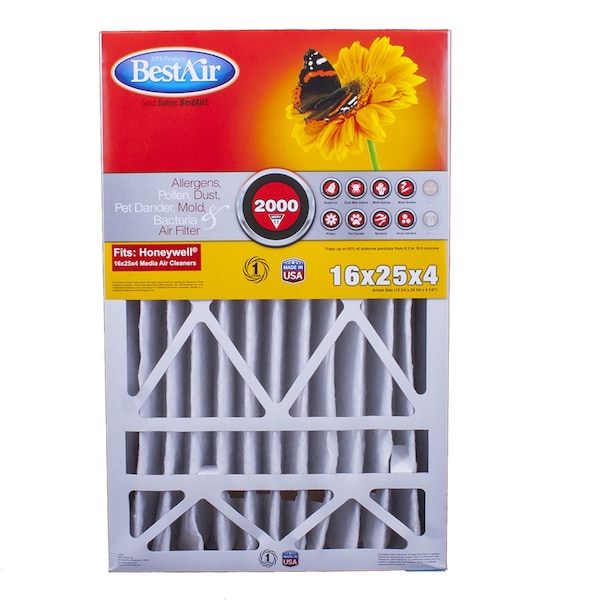 Bestair 25 in. W X 16 in. H X 4 in. D 11 MERV Pleated Air Filter 1 pk HW1625-11R - main